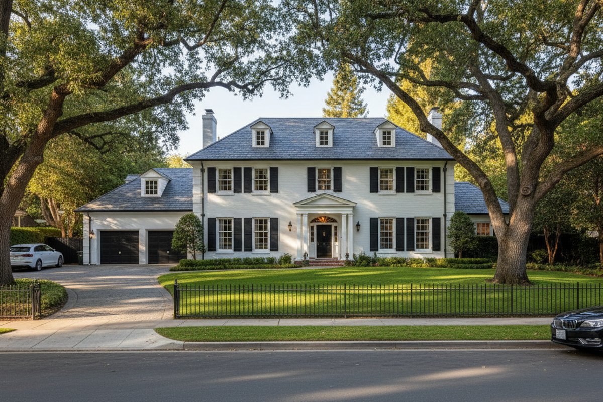 West Menlo Park 的经典住宅 — 宁静的绿树街道与传统建筑韵味。